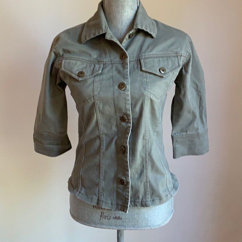 🌈 3$/20 90s Le Chateau fitted army green military style button down shirt coat